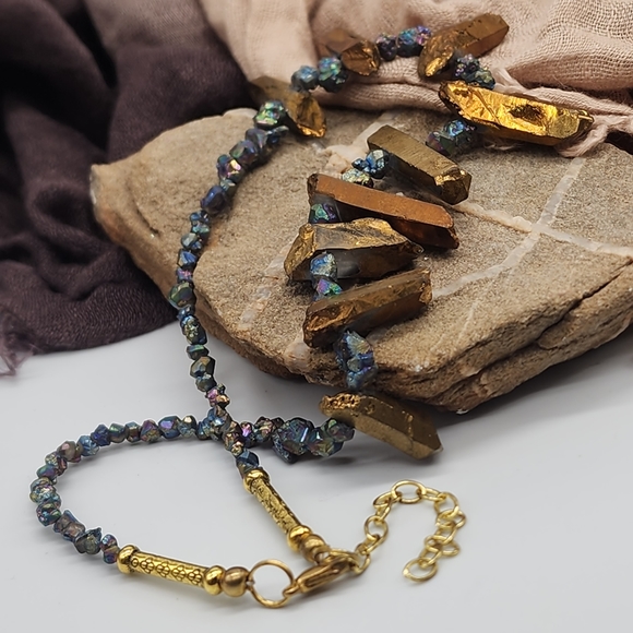 FP Designer Jewelry Emilie Shapiro Frozen Fire Path Gold Pyrite Raw Rock Nuggets - Picture 10 of 14